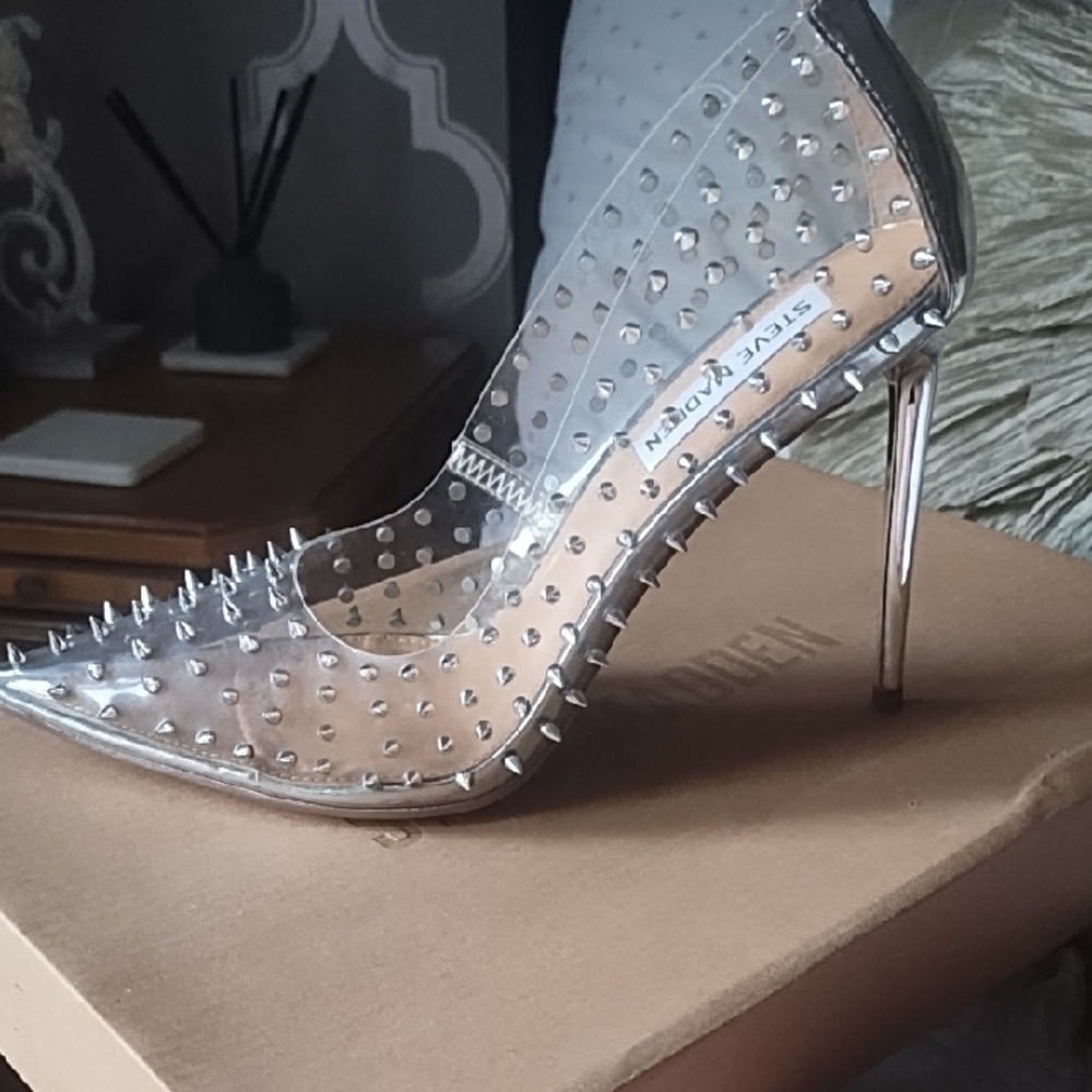 Steve Madden Silver Spiked Heels